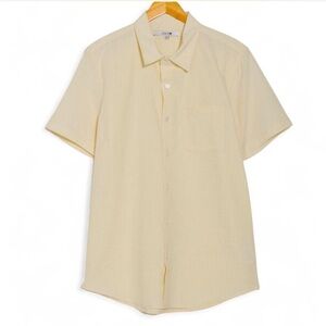 NWT Joe’s Jeans Men’s Seersucker Yellow Short Sleeve Button-Up Shirt Size XL